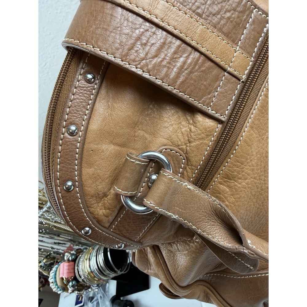 Vintage Y2K Barr + Barr New York Brown Leather Floral Slouchy Hobo Shoulder Bag - Picture 16 of 16